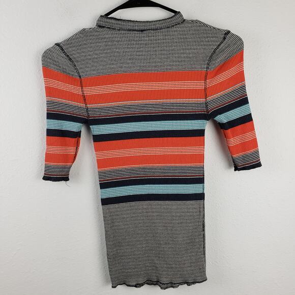 Free People Women's XS Donnas Super Stretch Layering Tee Ribbed Stripe Mock Neck - Picture 7 of 10